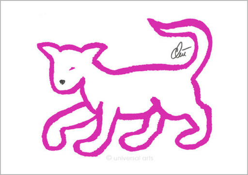 Jacqueline DITT - 版画 - "Pink Cat" (Rosa Katze)