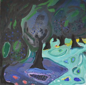 Amos YASKIL - Painting - *Galilee Olive Grove