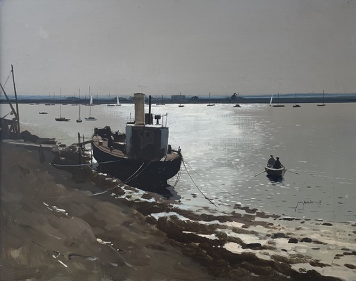 John HASKINS - Gemälde - Marine landscape,