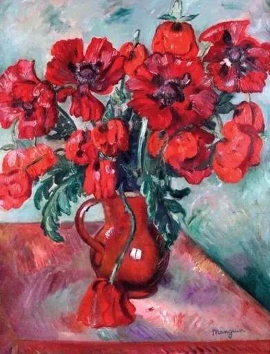 亨利·夏尔·芒更 - 绘画 - Grand vase de pavots