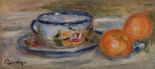 奥古斯特•雷诺阿 - 绘画 - Nature morte à la tasse de thé et aux oranges - Deux oranges