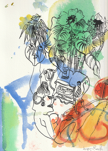 Jacques ROCH - Drawing-Watercolor - Le meuble à tiroir de Baudelaire