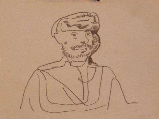 Jankel ADLER - Zeichnung Aquarell - Portrait of a Bearded Man