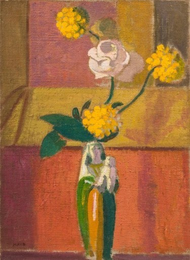 Maurice DENIS - Painting - Rose blanche dans un vase en forme de Vierge