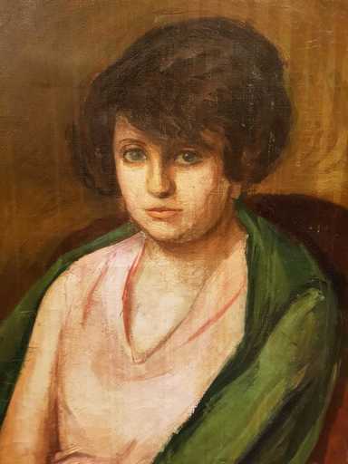 Jean Hippolyte MARCHAND - Pintura - Femme assise au châle vert