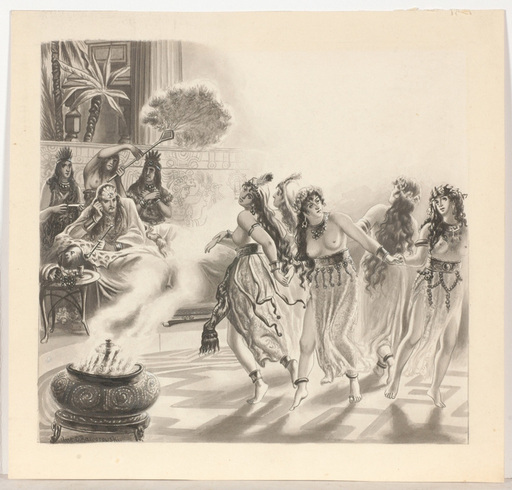 Anton Carl BAWOROWSKI - 水彩作品 - "Dance for a Sultan", drawing, ca. 1900