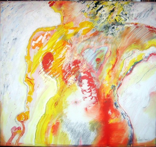 Hans LENES - Painting - Die gelbe Frau