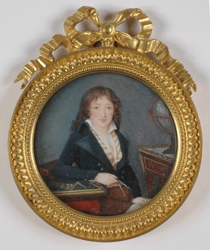 Mademoiselle RIVIERE - Miniatura - "Young Geographer", Portrait Miniature
