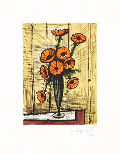 Bernard BUFFET - Print-Multiple - Bouquet d'anémones oranges