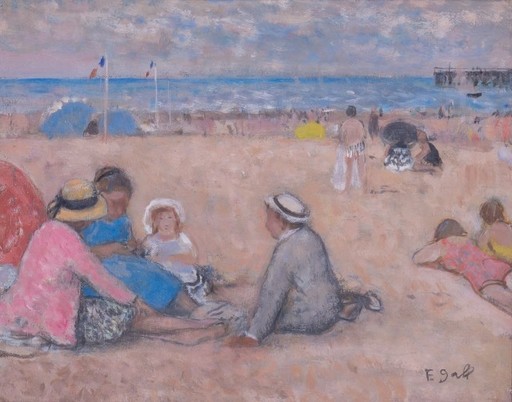 François GALL - Painting - At the beach