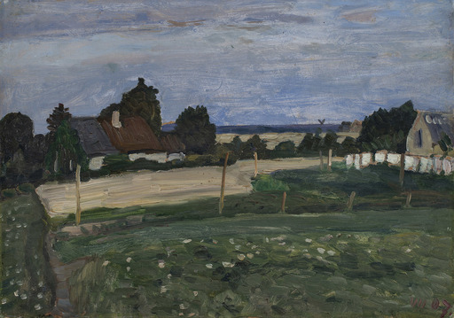 Otto MODERSOHN - Gemälde - Landschaft mit Häusern