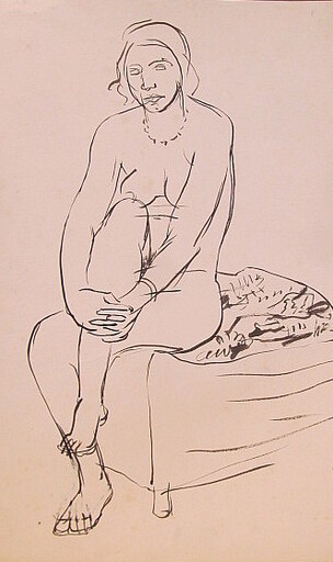 Erich HARTMANN - Dessin-Aquarelle - #19779: Akt sitzende Frau. 
