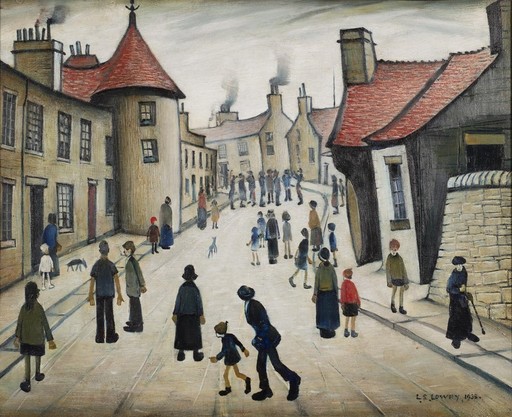 Laurence Stephen LOWRY - Painting - Street musicians