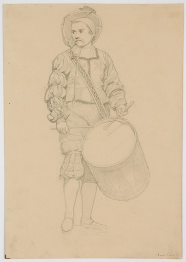 Disegno Acquarello - "The drummer" drawing, ca. 1850