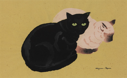 Georges MANZANA-PISSARRO - Disegno Acquarello - Deux chats