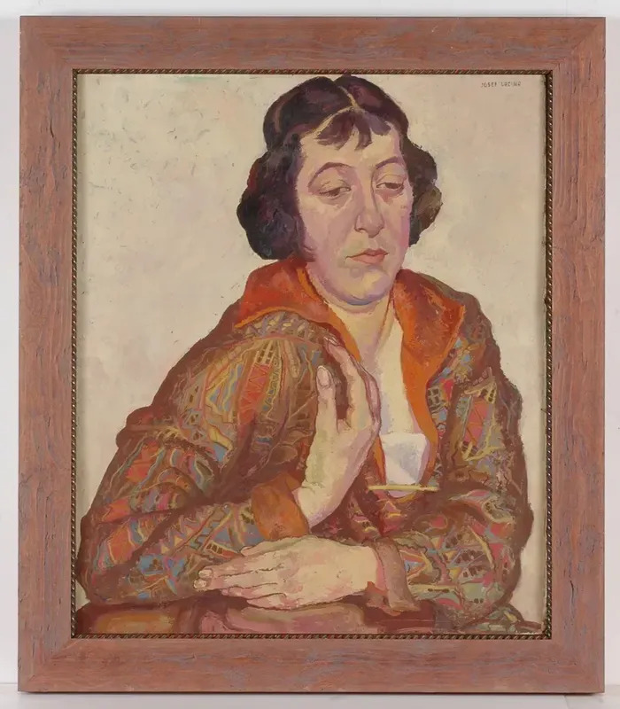 Female Portrait 1920s Oil Painting By Josef Lacina Buy Art