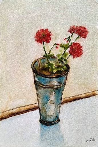 Gaelle BEYAERT - Drawing-Watercolor - Geranium