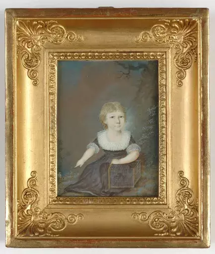 Drawing-Watercolor - "Little girl" portrait miniature, ca. 1800