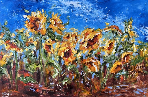 Diana MALIVANI - Painting - Sunflowers
