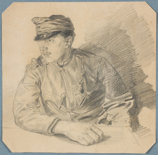 Wilhelm GAUSE - Disegno Acquarello - Wilhelm Gause (1853-1916) "Portrait of a soldier"