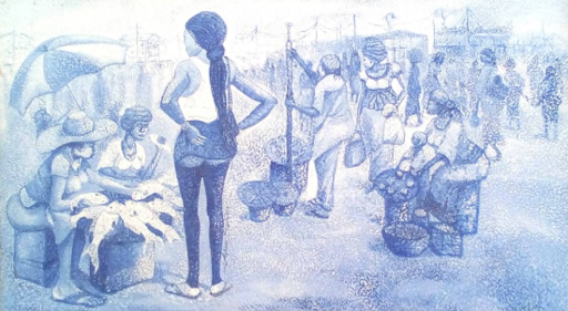 Olusola AYIBIOWU - Painting - A Lady At Market