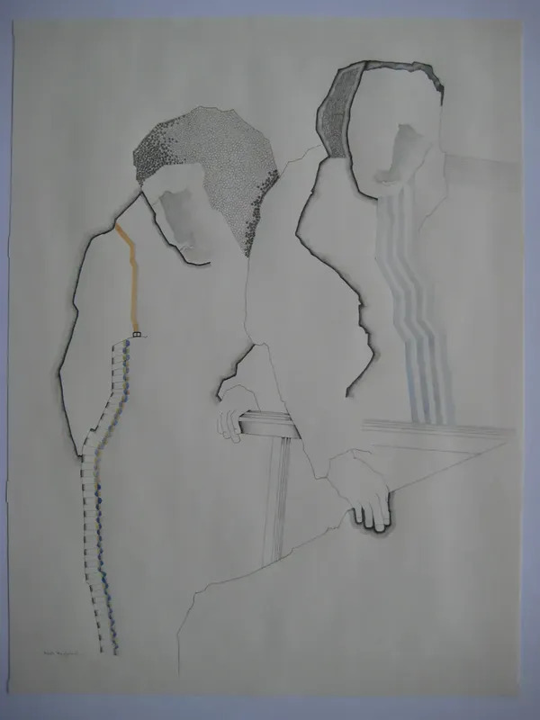 Dessin Crayon Aquarelle Sur Papier Signé Handsigned Drawing