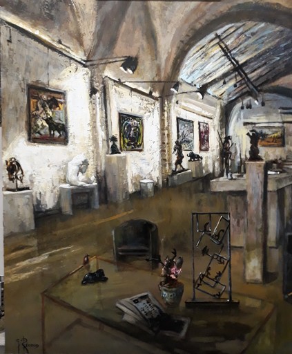 Gilbert PECOUD - Painting - Sous les lumières de la galerie