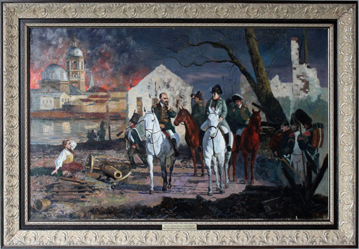 Simon L. KOZHIN - Peinture - Napoleon Bonaparte was in burning Moscow. 1812