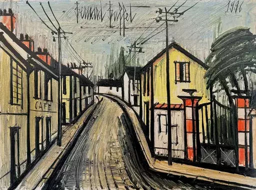Bernard BUFFET - Peinture - Rue de Village 1997