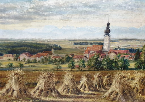 Olof HERMELIN - 绘画 - wheat harvesting