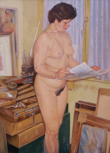 Pierre ROIG - Pittura - Modèle nu dans l'atelier
