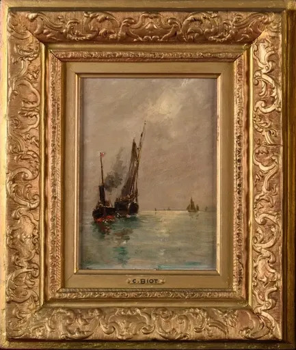Charles BIOT - 绘画 - Sailboats in the Moonlight