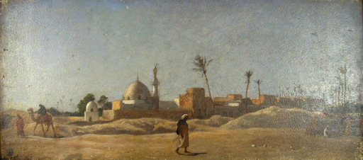Frederick GOODALL - Gemälde - A Desert Village at Midday, Egypt, North Africa