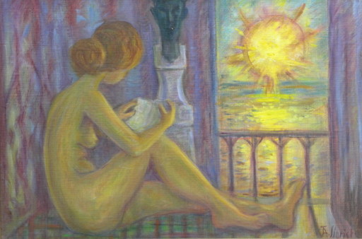 Jean Jacques Adolphe SIGRIST - Painting - Derniers rayons du soleil