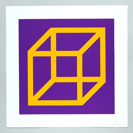 索尔·勒维特 - 版画 - Open Cube in Color on Color Plate 09