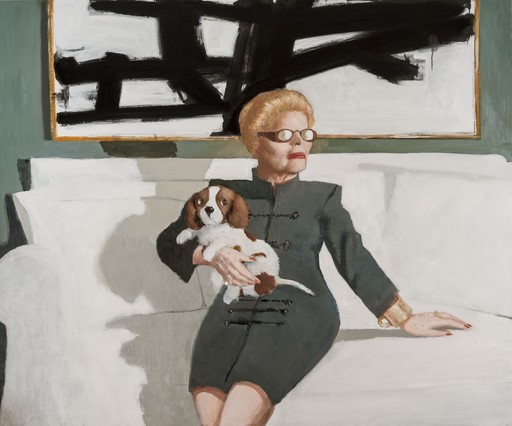 Julio LARRAZ - Painting - In the Green room with Winston