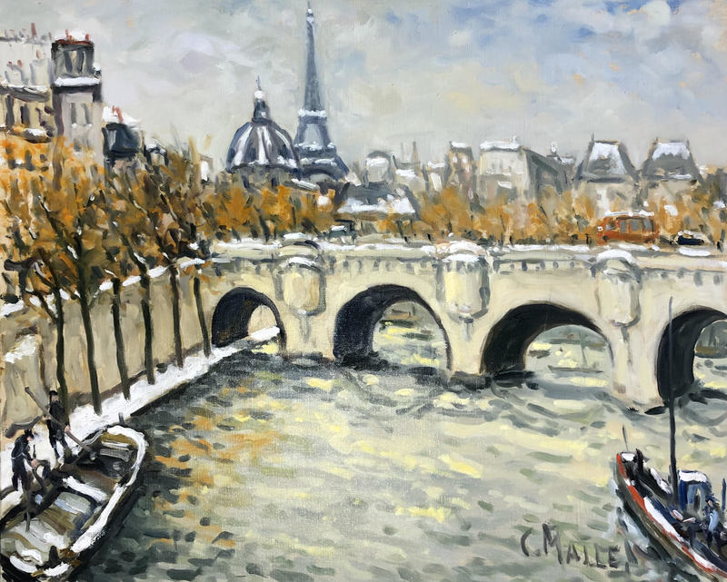 Charles MALLE - Painting - Paris, Pont-neuf, l'Institut