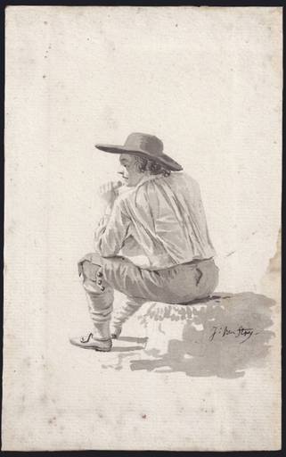 Jacob VAN STRIJ - Drawing-Watercolor - A seated man