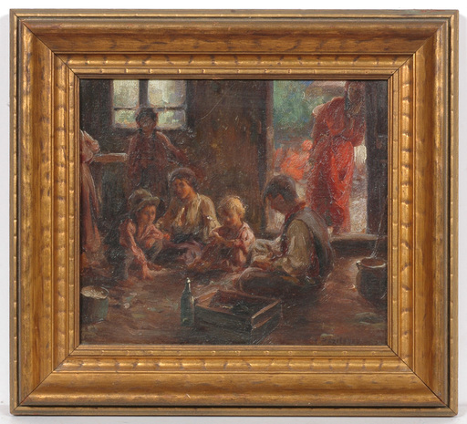 Nikolai Vasilievich KHARITONOV - Painting - "Gipsy family" oil painting, early 1920s