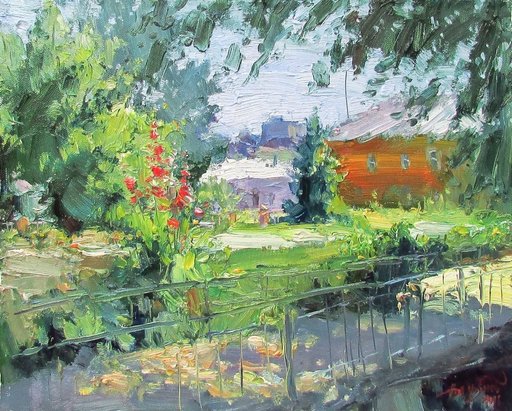 Yuriy DEMIYANOV - Painting - Fleurs par la route