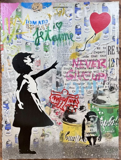 MR BRAINWASH - Painting - Balloon Girl - Banksy Monkey