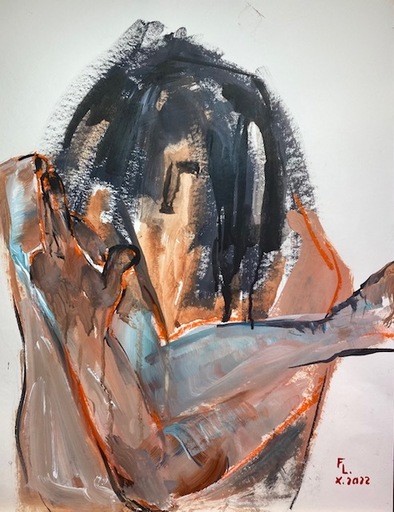 Françoise LEBLANC - Gemälde - HOMME CHEVEUX LONG