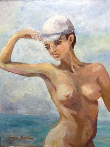 Serge SIEVIC - Painting - Jeune fille à la casquette
