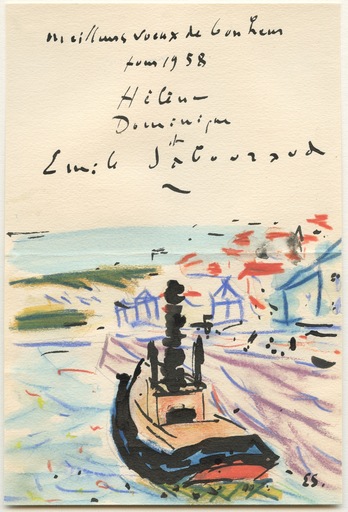 Émile SABOURAUD - Drawing-Watercolor - DESSIN 1958  ENCRE PASTEL SIGNÉ MAIN HANDSIGNED DRAWING