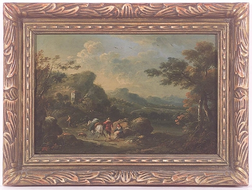 Johann Christian BRAND - Painting -  "Alpine Landscape with Wanderer", Oil on Panel