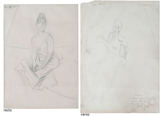 Giovanni BOLDINI - Zeichnung Aquarell - SEATED YOUNG LADY