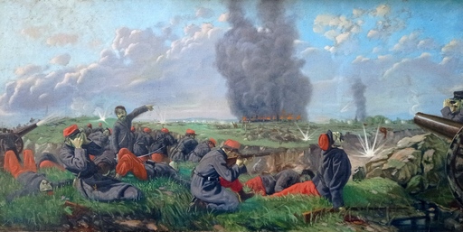 Giulio BELVISO - Peinture - Champ de bataille. Première guerre mondiale en 1914