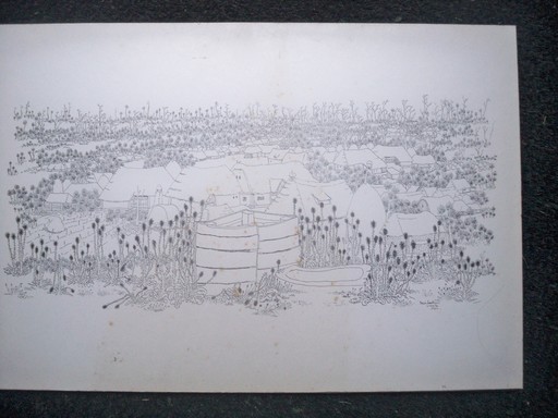 Ivan LACKOVIC - Zeichnung Aquarell - Village en CROATIE
