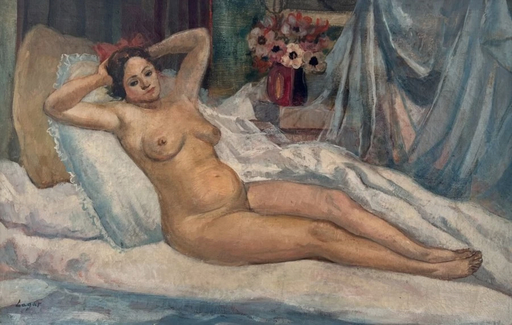 Celso LAGAR - Painting - Nu sur un lit