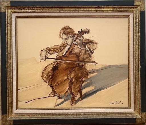 Claude WEISBUCH - Peinture - La concentration du violoncelliste 